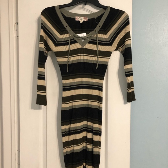 Pink Rose Striped Sweater Dress - Picture 2 of 4